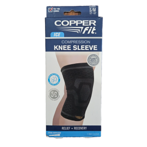 CopperFit ICE Compression Knee Sleeve Relief + Recovery S/M 12"-16"