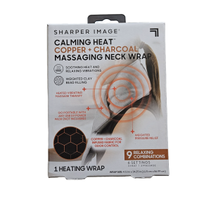 Sharper Image Calming Heat Copper + Charcoal Massaging Neck Wrap CWT82004